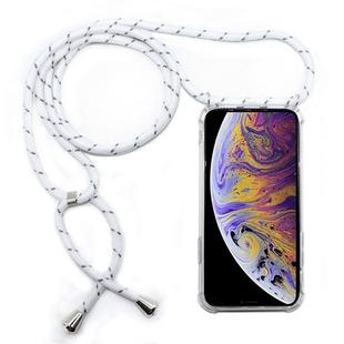 For iPhone XS Max Four-Corner Anti-Fall Transparent TPU Mobile Phone Case With Lanyard(White Grey)