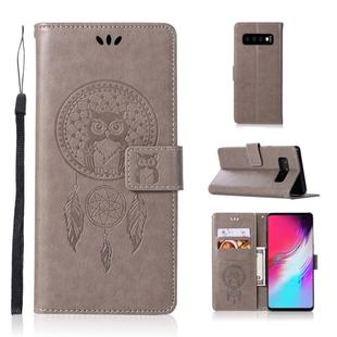 Wind Chime Owl Embossing Pattern Horizontal Flip Leather Case with Holder & Card Slots & Wallet For Galaxy S10 5G(Grey)