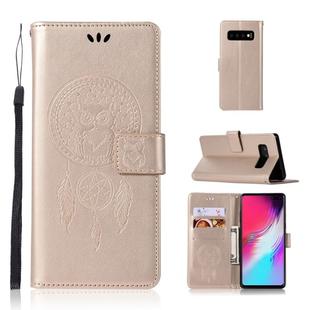 Wind Chime Owl Embossing Pattern Horizontal Flip Leather Case with Holder & Card Slots & Wallet For Galaxy S10 5G(Gold)