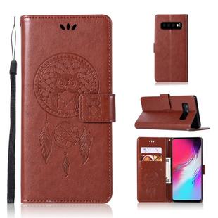 Wind Chime Owl Embossing Pattern Horizontal Flip Leather Case with Holder & Card Slots & Wallet For Galaxy S10 5G(Brown)
