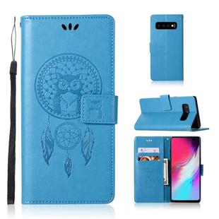 Wind Chime Owl Embossing Pattern Horizontal Flip Leather Case with Holder & Card Slots & Wallet For Galaxy S10 5G(Blue)