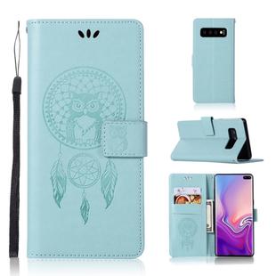 Wind Chime Owl Embossing Pattern Horizontal Flip Leather Case with Holder & Card Slots & Wallet For Galaxy S10+(Green)