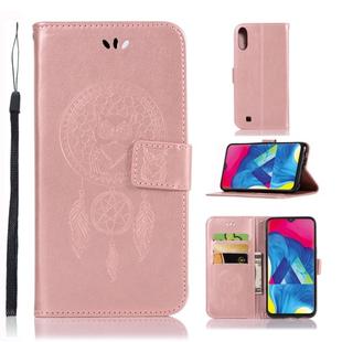 Wind Chime Owl Embossing Pattern Horizontal Flip Leather Case with Holder & Card Slots & Wallet For Galaxy M10(Rose Gold)