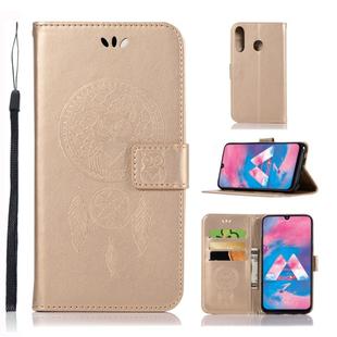 Wind Chime Owl Embossing Pattern Horizontal Flip Leather Case with Holder & Card Slots & Wallet For Galaxy M30(Gold)