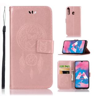 Wind Chime Owl Embossing Pattern Horizontal Flip Leather Case with Holder & Card Slots & Wallet For Galaxy M30(Rose Gold)