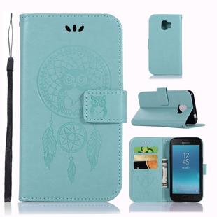 Wind Chime Owl Embossing Pattern Horizontal Flip Leather Case with Holder & Card Slots & Wallet For Galaxy J2 Core (2018)(Green)