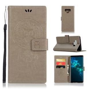 Wind Chime Owl Embossing Pattern Horizontal Flip Leather Case with Holder & Card Slots & Wallet For Galaxy Note9(Grey)