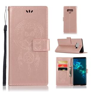 Wind Chime Owl Embossing Pattern Horizontal Flip Leather Case with Holder & Card Slots & Wallet For Galaxy Note9(Rose Gold)