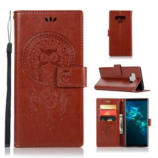 Wind Chime Owl Embossing Pattern Horizontal Flip Leather Case with Holder & Card Slots & Wallet For Galaxy Note9(Brown)