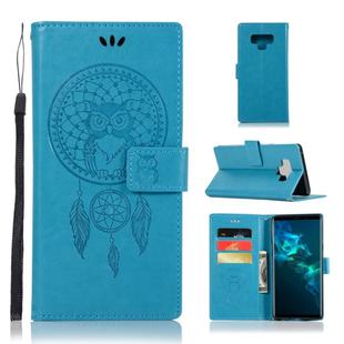 Wind Chime Owl Embossing Pattern Horizontal Flip Leather Case with Holder & Card Slots & Wallet For Galaxy Note9(Blue)