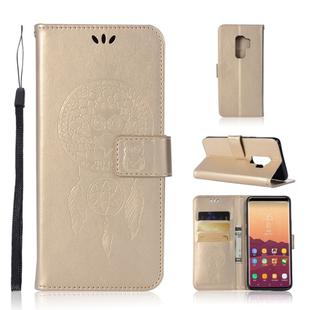 Wind Chime Owl Embossing Pattern Horizontal Flip Leather Case with Holder & Card Slots & Wallet For Galaxy S9+(Gold)
