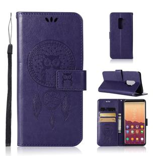 Wind Chime Owl Embossing Pattern Horizontal Flip Leather Case with Holder & Card Slots & Wallet For Galaxy S9+(Purple)