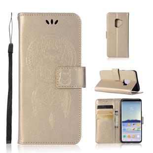 Wind Chime Owl Embossing Pattern Horizontal Flip Leather Case with Holder & Card Slots & Wallet For Galaxy S9(Gold)