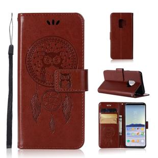 Wind Chime Owl Embossing Pattern Horizontal Flip Leather Case with Holder & Card Slots & Wallet For Galaxy S9(Brown)