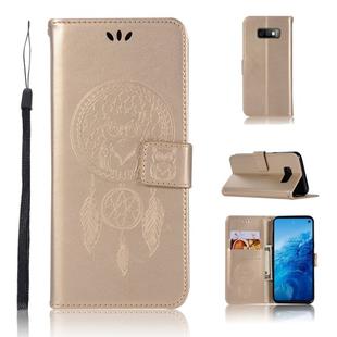 Wind Chime Owl Embossing Pattern Horizontal Flip Leather Case with Holder & Card Slots & Wallet For Galaxy S10e(Gold)