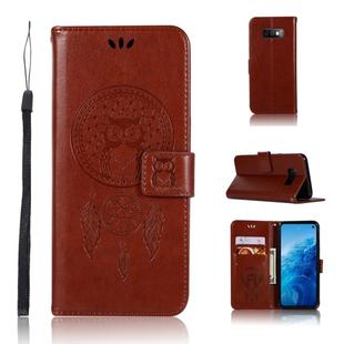 Wind Chime Owl Embossing Pattern Horizontal Flip Leather Case with Holder & Card Slots & Wallet For Galaxy S10e(Brown)