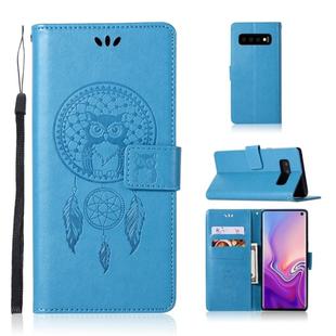 Wind Chime Owl Embossing Pattern Horizontal Flip Leather Case with Holder & Card Slots & Wallet For Galaxy S10(Blue)