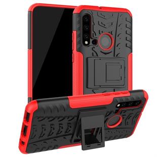 Tire Texture TPU+PC Shockproof Protective Case with Holder for Huawei P20 Lite 2019(Red)