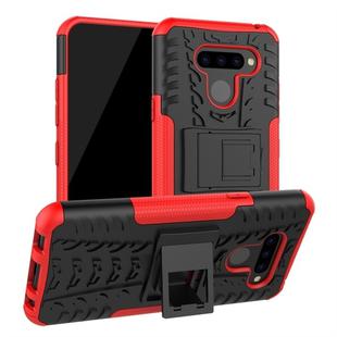 Tire Texture TPU+PC Shockproof Protective Case with Holder for LG Q60(Red)