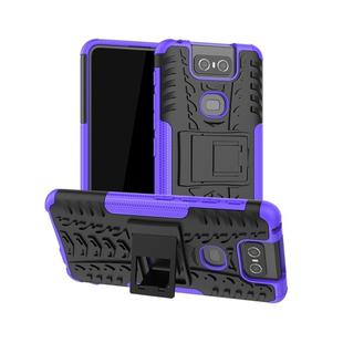 Tire Texture TPU+PC Shockproof Protective Case with Holder for Asus Zenfone 6 ZS630KL(Purple)