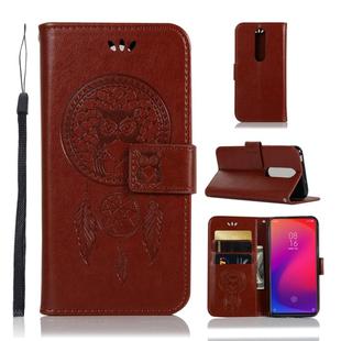 Wind Chime Owl Embossing Pattern Horizontal Flip Leather Case with Holder & Card Slots & Wallet For Xiaomi Mi 9T Pro / Redmi K20 Pro / Mi 9T / Redmi K20(Brown)