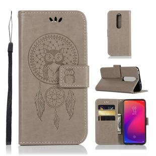 Wind Chime Owl Embossing Pattern Horizontal Flip Leather Case with Holder & Card Slots & Wallet For Xiaomi Mi 9T Pro / Redmi K20 Pro / Mi 9T / Redmi K20(Grey)