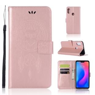 Wind Chime Owl Embossing Pattern Horizontal Flip Leather Case with Holder & Card Slots & Wallet For Xiaomi Redmi 6 Pro(Rose Gold)