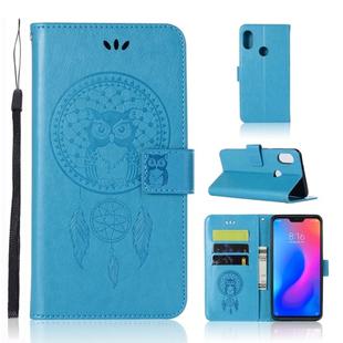 Wind Chime Owl Embossing Pattern Horizontal Flip Leather Case with Holder & Card Slots & Wallet For Xiaomi Redmi Note 6(Blue)