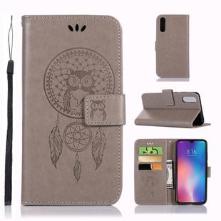 Wind Chime Owl Embossing Pattern Horizontal Flip Leather Case with Holder & Card Slots & Wallet For Xiaomi Mi 9(Grey)