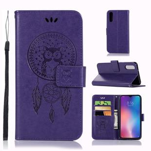 Wind Chime Owl Embossing Pattern Horizontal Flip Leather Case with Holder & Card Slots & Wallet For Xiaomi Mi 9(Purple)