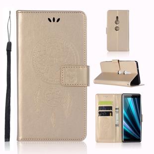 Wind Chime Owl Embossing Pattern Horizontal Flip Leather Case with Holder & Card Slots & Wallet For Sony Xperia XZ3(Gold)