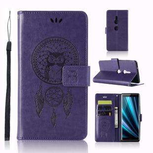 Wind Chime Owl Embossing Pattern Horizontal Flip Leather Case with Holder & Card Slots & Wallet For Sony Xperia XZ3(Purple)