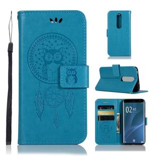 Wind Chime Owl Embossing Pattern Horizontal Flip Leather Case with Holder & Card Slots & Wallet For Sony Xperia 1 / Xperia XZ4(Blue)
