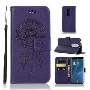 Wind Chime Owl Embossing Pattern Horizontal Flip Leather Case with Holder & Card Slots & Wallet For Sony Xperia 1 / Xperia XZ4(Purple)