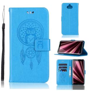 Wind Chime Owl Embossing Pattern Horizontal Flip Leather Case with Holder & Card Slots & Wallet For Sony Xperia 10 Plus(Blue)