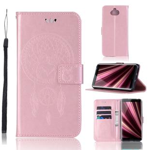 Wind Chime Owl Embossing Pattern Horizontal Flip Leather Case with Holder & Card Slots & Wallet For Sony Xperia 10 Plus(Rose Gold)