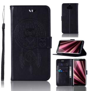 Wind Chime Owl Embossing Pattern Horizontal Flip Leather Case with Holder & Card Slots & Wallet For Sony Xperia 10(Black)
