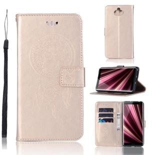 Wind Chime Owl Embossing Pattern Horizontal Flip Leather Case with Holder & Card Slots & Wallet For Sony Xperia 10(Gold)