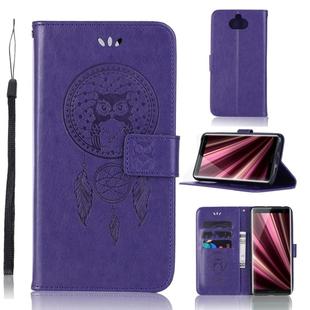 Wind Chime Owl Embossing Pattern Horizontal Flip Leather Case with Holder & Card Slots & Wallet For Sony Xperia 10(Purple)