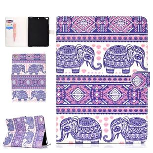 Colored Pattern Drawing Horizontal Flip PU Leather Case with Three-folding Holder & Sleep / Wake-up Function for iPad 5 / 6 / 8(Totem elephant)