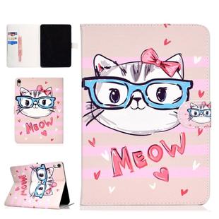 Colored Pattern Drawing Horizontal Flip PU Leather Case with Three-folding Holder & Sleep / Wake-up Function for iPad Pro 11(Glasses cat)