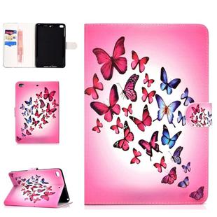Colored Pattern Drawing Horizontal Flip PU Leather Case with Three-folding Holder & Sleep / Wake-up Function for Mini 1 / 2 / 3 / 4(Colorful butterfly)
