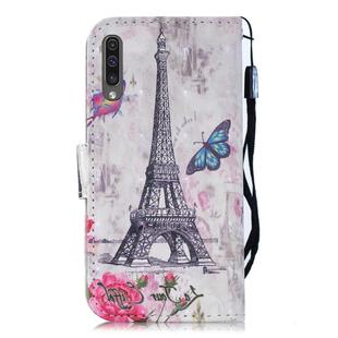 3D Diamond Encrusted Painting Pattern Coloured Drawing Horizontal Flip PU Leather Case with Holder & Card Slots & Wallet For Galaxy A50(Eiffel Tower)