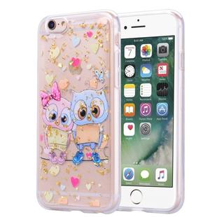 Gold Foil Style Dropping Glue TPU Soft Protective Case for iPhone 6 Plus(Loving Owl)