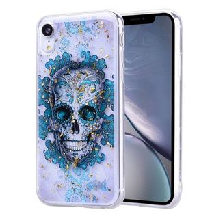 Gold Foil Style Dropping Glue TPU Soft Protective Case for iPhone XR(Skull)