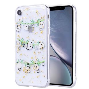 Gold Foil Style Dropping Glue TPU Soft Protective Case for iPhone XR(Panda)