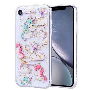Gold Foil Style Dropping Glue TPU Soft Protective Case for iPhone XR(Pony)