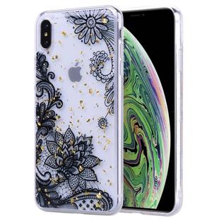 Gold Foil Style Dropping Glue TPU Soft Protective Case for iPhone XS Max(Black Lace)