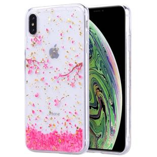 Gold Foil Style Dropping Glue TPU Soft Protective Case for iPhone XS Max(Sakura)
