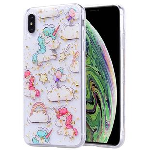 Gold Foil Style Dropping Glue TPU Soft Protective Case for iPhone XS Max(Pony)